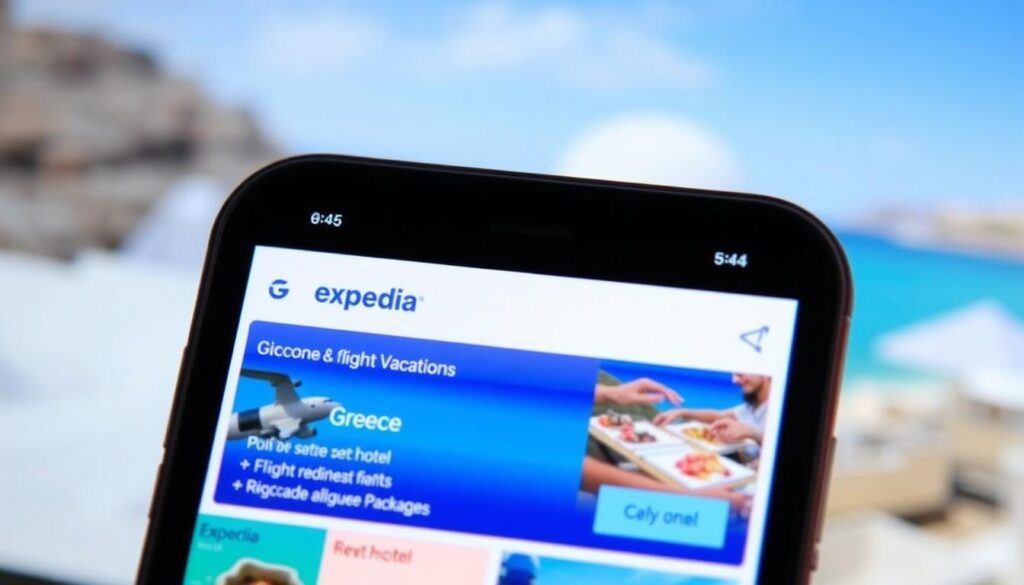 Expedia App mit Griechenland-Angeboten auf Smartphone - Expedia Reisen Griechenland