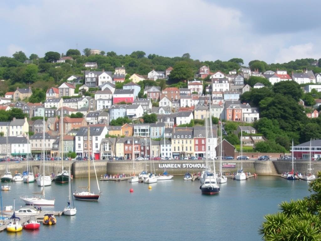Falmouth in Cornwall - Standort für Sprachreisen mit Hafenansicht
