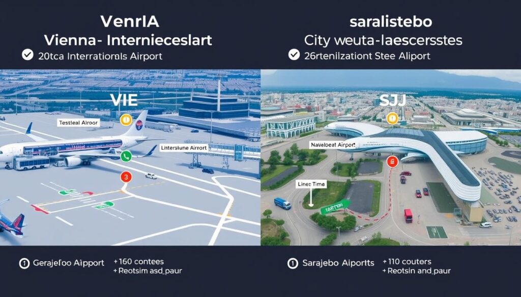 Flughafen Wien und Sarajevo mit Transfermöglichkeiten für billige Flüge Wien Sarajevo