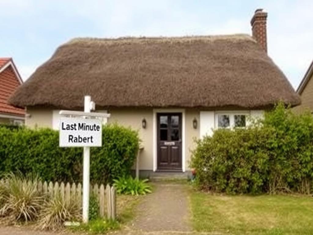 Gemütliches Ferienhaus mit Reetdach auf Sylt mit Last-Minute-Rabatt-Schild