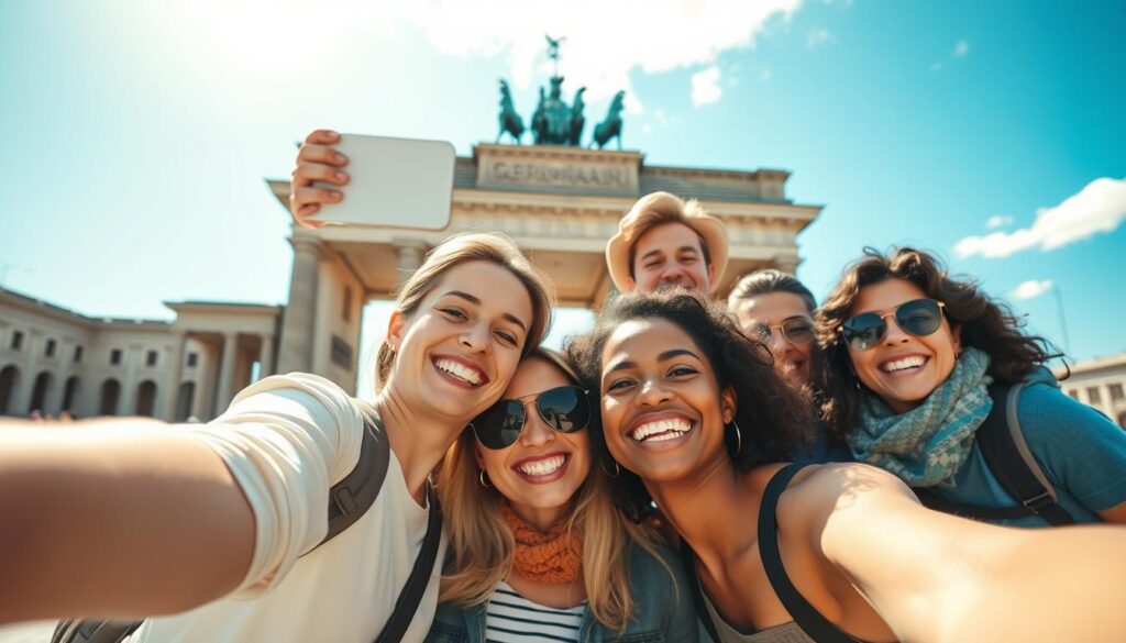 Glückliche Reisende genießen ihre Städtereise in Deutschland - sonnenklar Städtereisen Deutschland Erfahrung