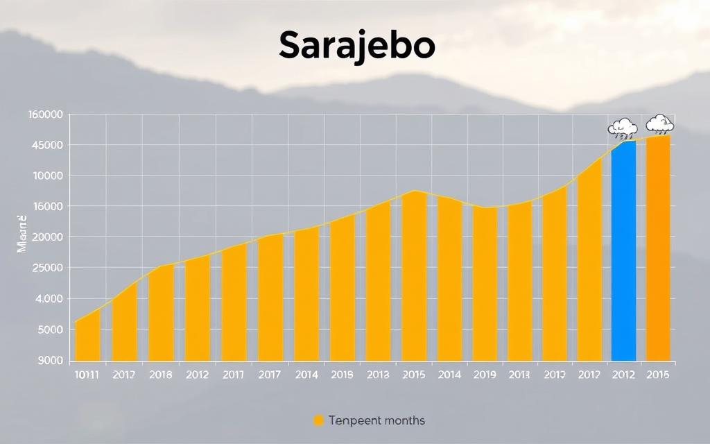 Klimadiagramm Sarajevo für die Planung von billige Flüge Wien Sarajevo