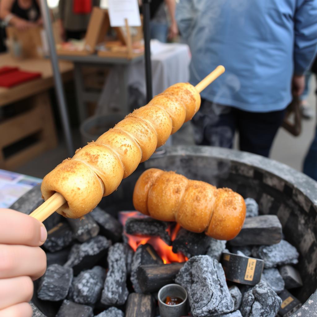 Kürtőskalács (Baumkuchen) - süße Spezialität während eines Urlaub Plattensee