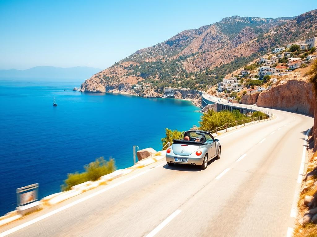 Mietwagen an griechischer Küstenstraße - Expedia Reisen Griechenland