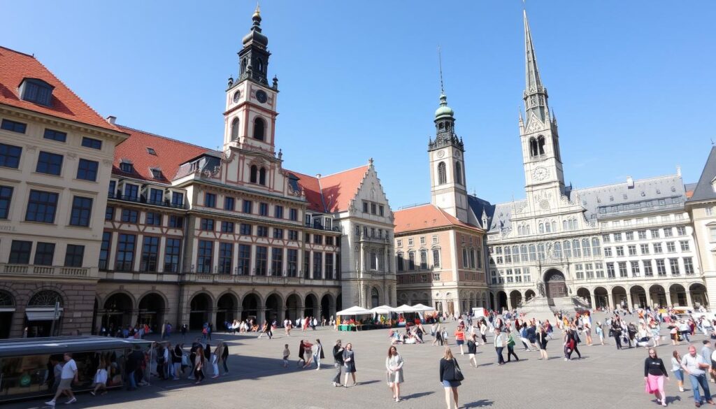 Münchner Marienplatz mit Rathaus und Frauenkirche - sonnenklar Städtereisen