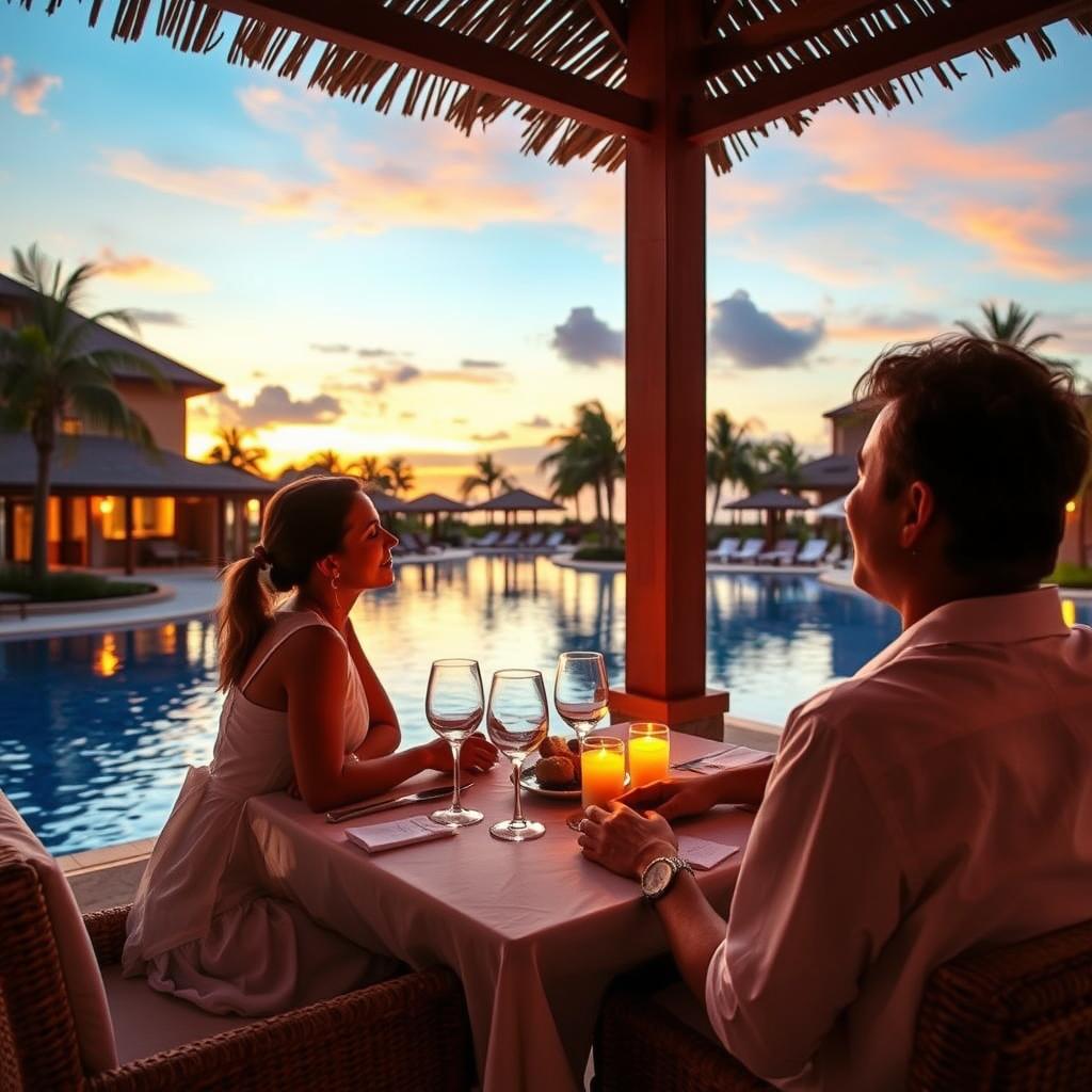 Paare genießen romantischen Cluburlaub mit Wellness und Entspannung