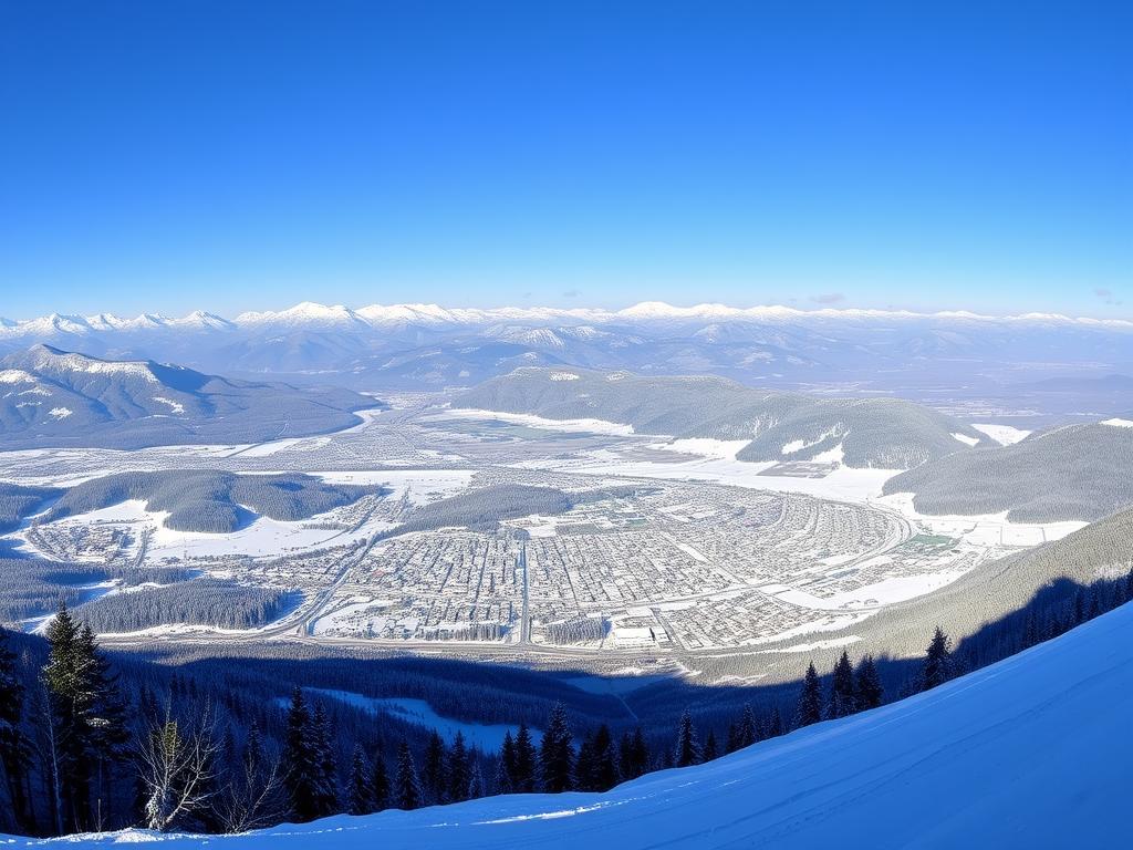 Panoramablick von Gubałówka-Hügel auf Zakopane und die Tatra-Berge im Winterkleid