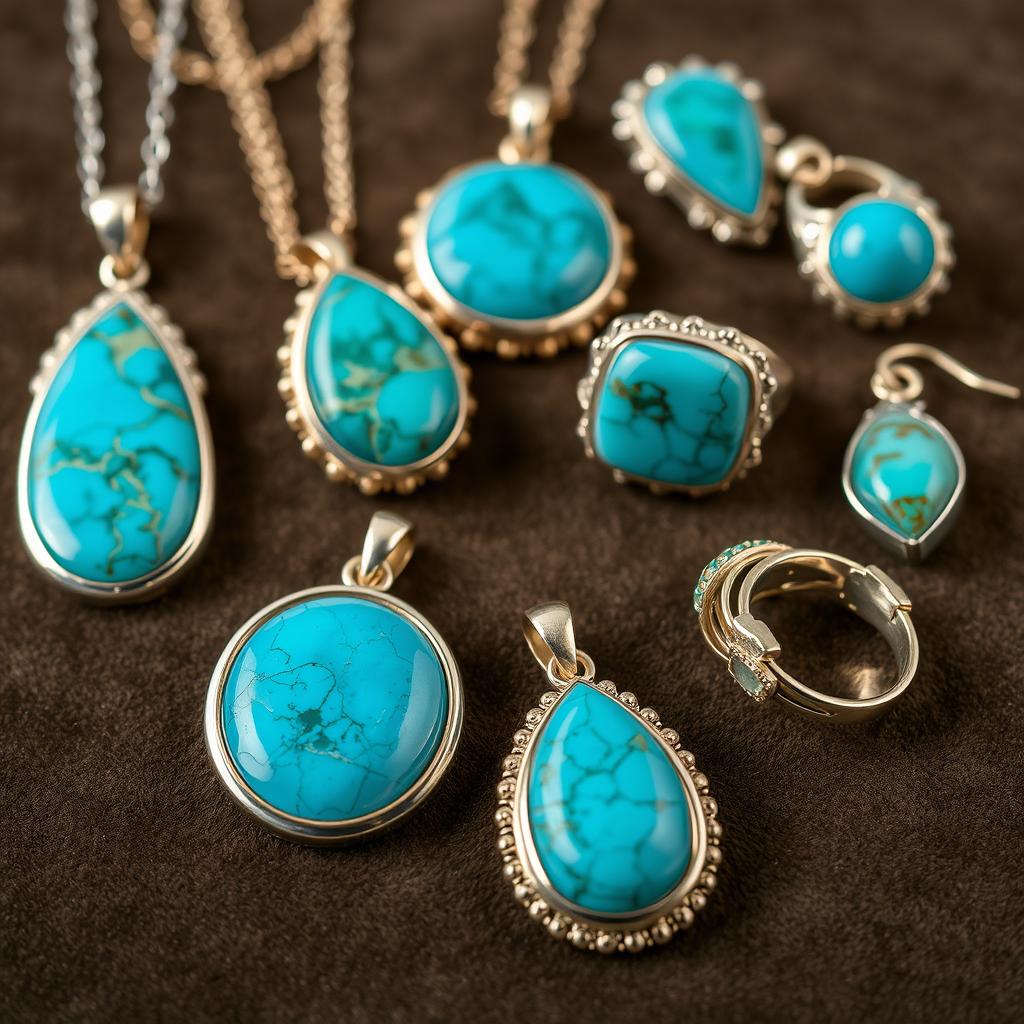 Schmuck mit dem blau-grünen Eilat-Stein, einem beliebten Souvenir während eines Urlaub Eilat