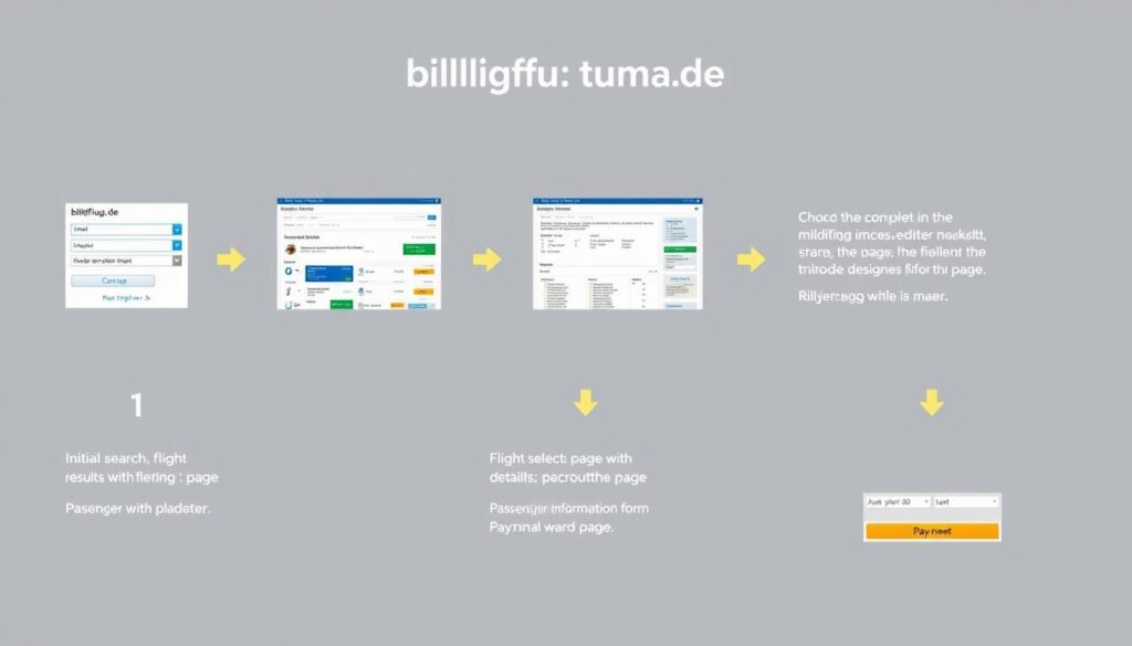 Schritt-für-Schritt-Darstellung des Buchungsprozesses bei billigflug.de