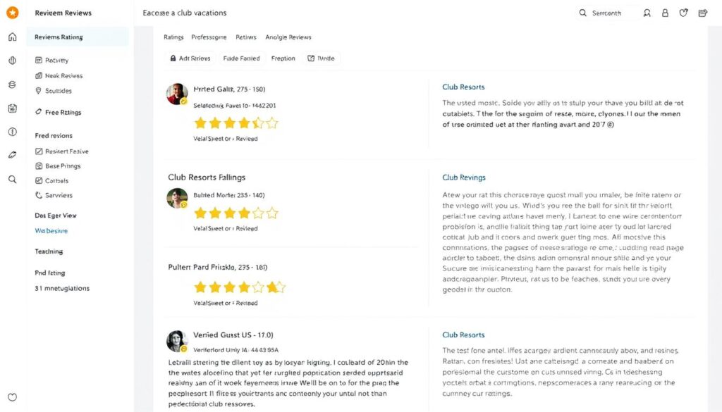 Screenshot von Kundenbewertungen für Clubreise Angebote mit Bewertungskriterien