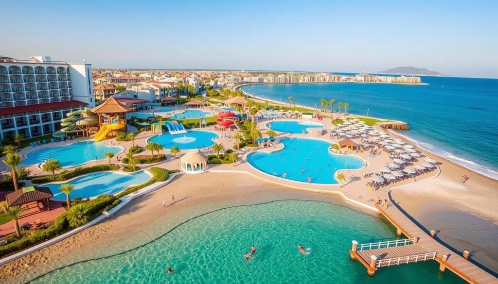 Seaden Sea World Resort & Spa an der Türkischen Riviera mit Wasserpark und Strandbereich