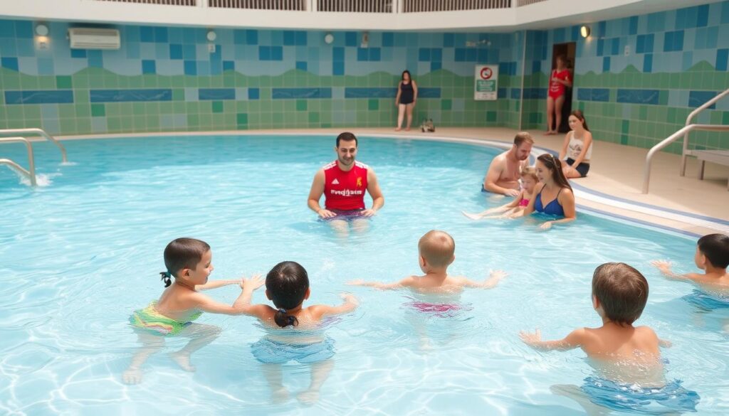 Sicherer Kinderpool mit Rettungsschwimmer in einem Familienhotel an der Türkischen Riviera