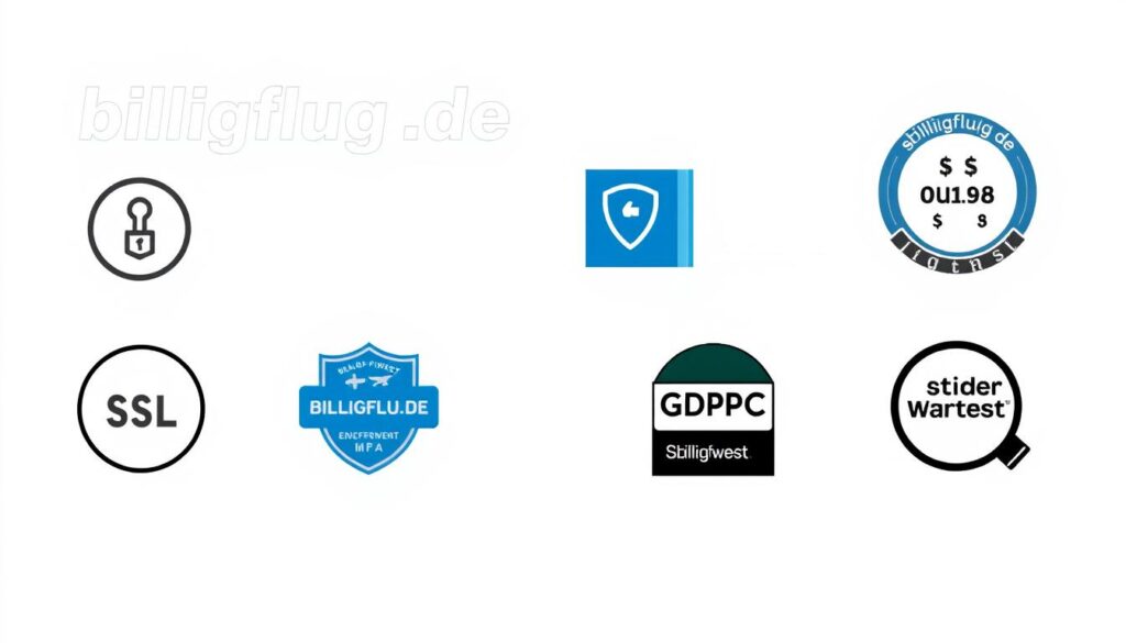 Sicherheitsmerkmale von billigflug.de mit Zertifizierungen und Stiftung Warentest Ergebnissen