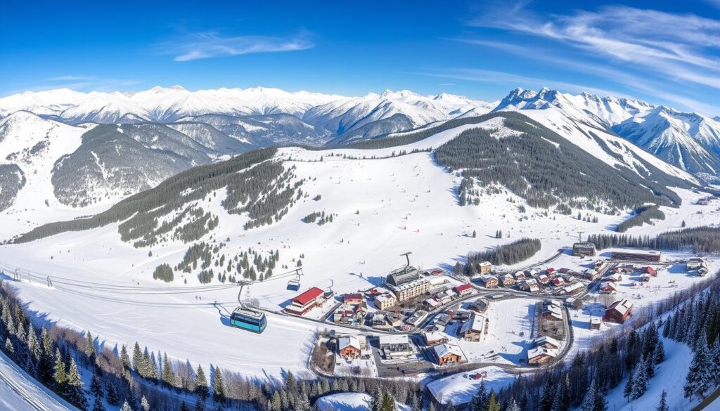 Skigebiet St. Anton am Arlberg mit Bergpanorama