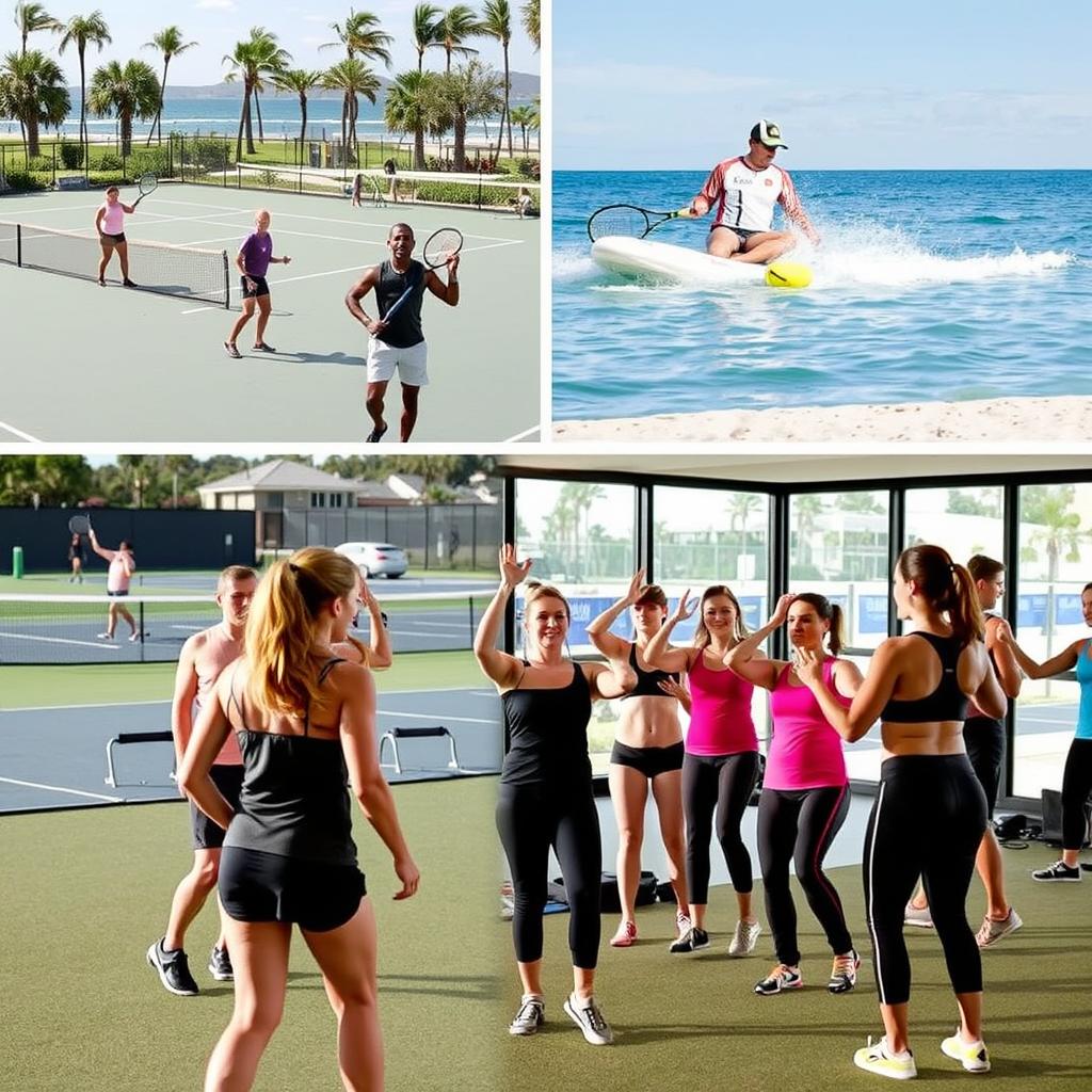Sportangebote in einem Cluburlaub mit Tennis und Wassersport