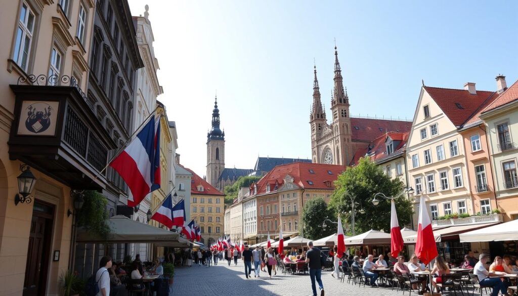 Straßenszene in Krakau, Polen - aufstrebende Destination für günstige Sprachreisen