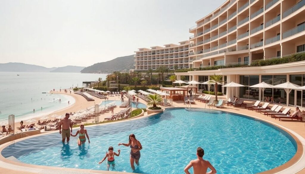 Susesi Luxury Resort an der Türkischen Riviera mit luxuriöser Poollandschaft und Strandbereich