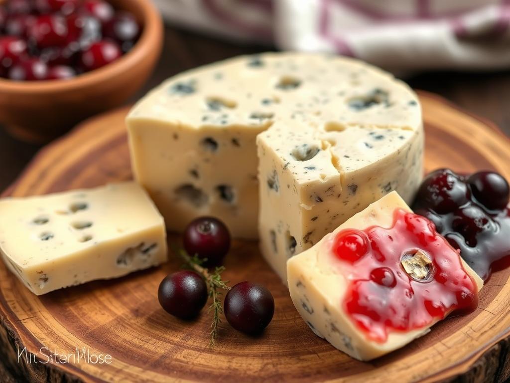 Traditioneller polnischer Oscypek-Käse mit Preiselbeersoße, eine lokale Spezialität aus Zakopane