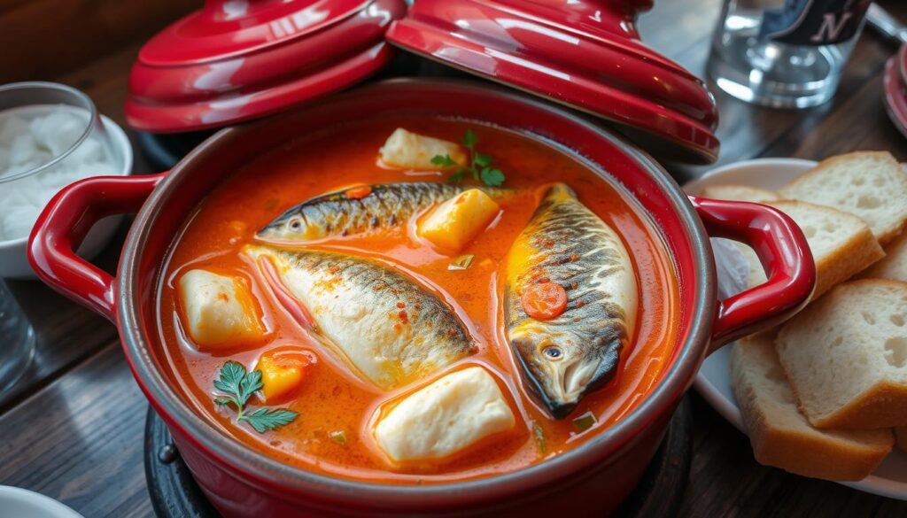 Traditioneller ungarischer Fischsuppe (Halászlé) - kulinarisches Highlight am Plattensee