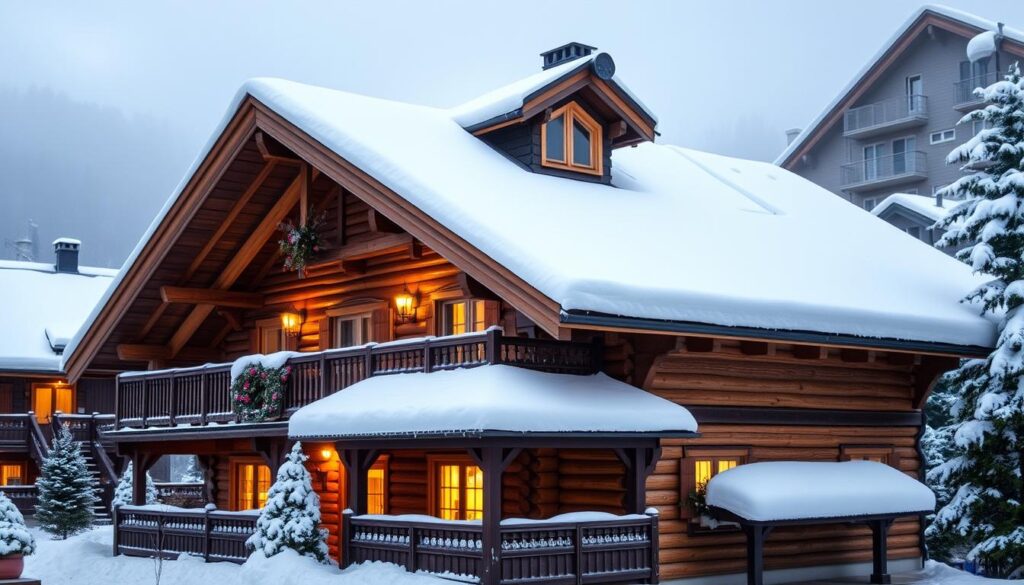 Traditionelles Holzchalet in Zakopane mit schneebedecktem Dach und gemütlicher Atmosphäre - Zakopane Winterurlaub