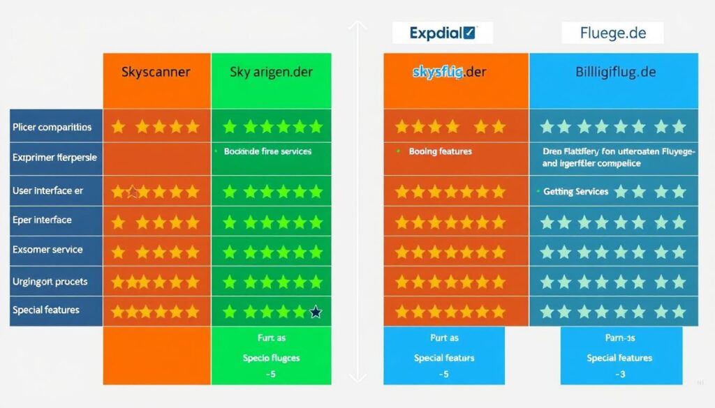 Vergleich von billigflug.de mit anderen Flugportalen nach verschiedenen Kriterien