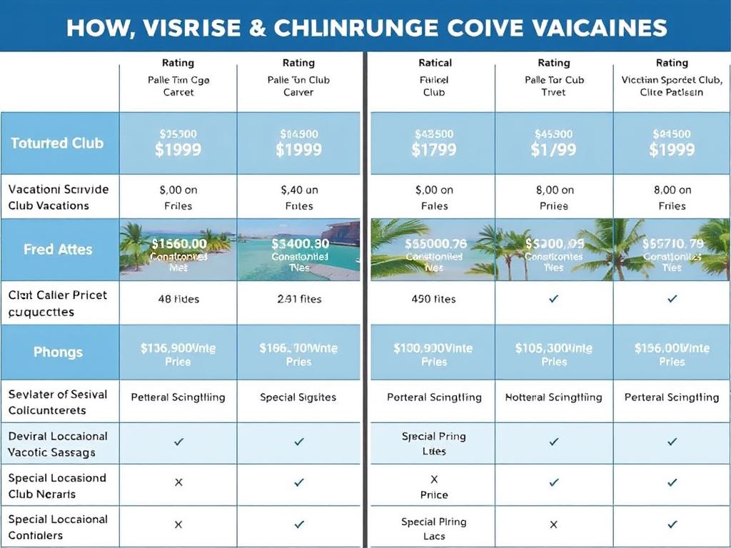 Vergleichstabelle verschiedener Clubreise Angebote mit Preisen und Leistungen