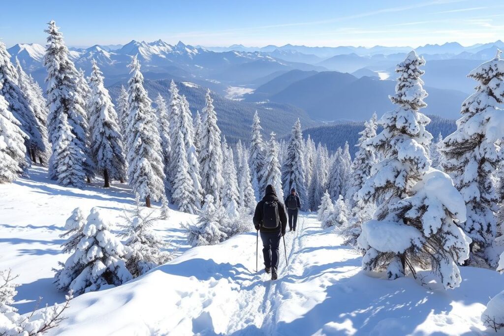 Winterwanderung durch den verschneiten Tatra-Nationalpark mit Blick auf die Berggipfel